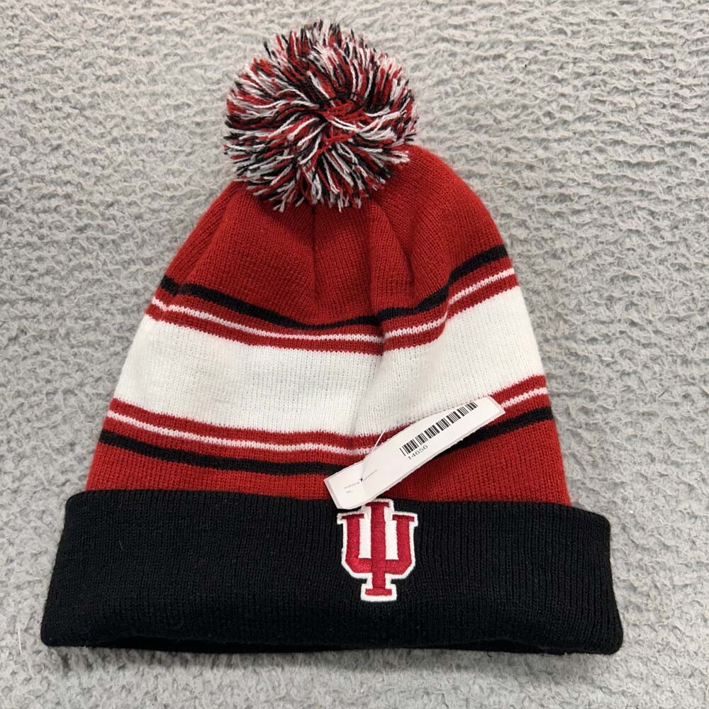 Indiana Hoosiers Pom Beanie Hat for Men One Size Knit Winter Toboggan