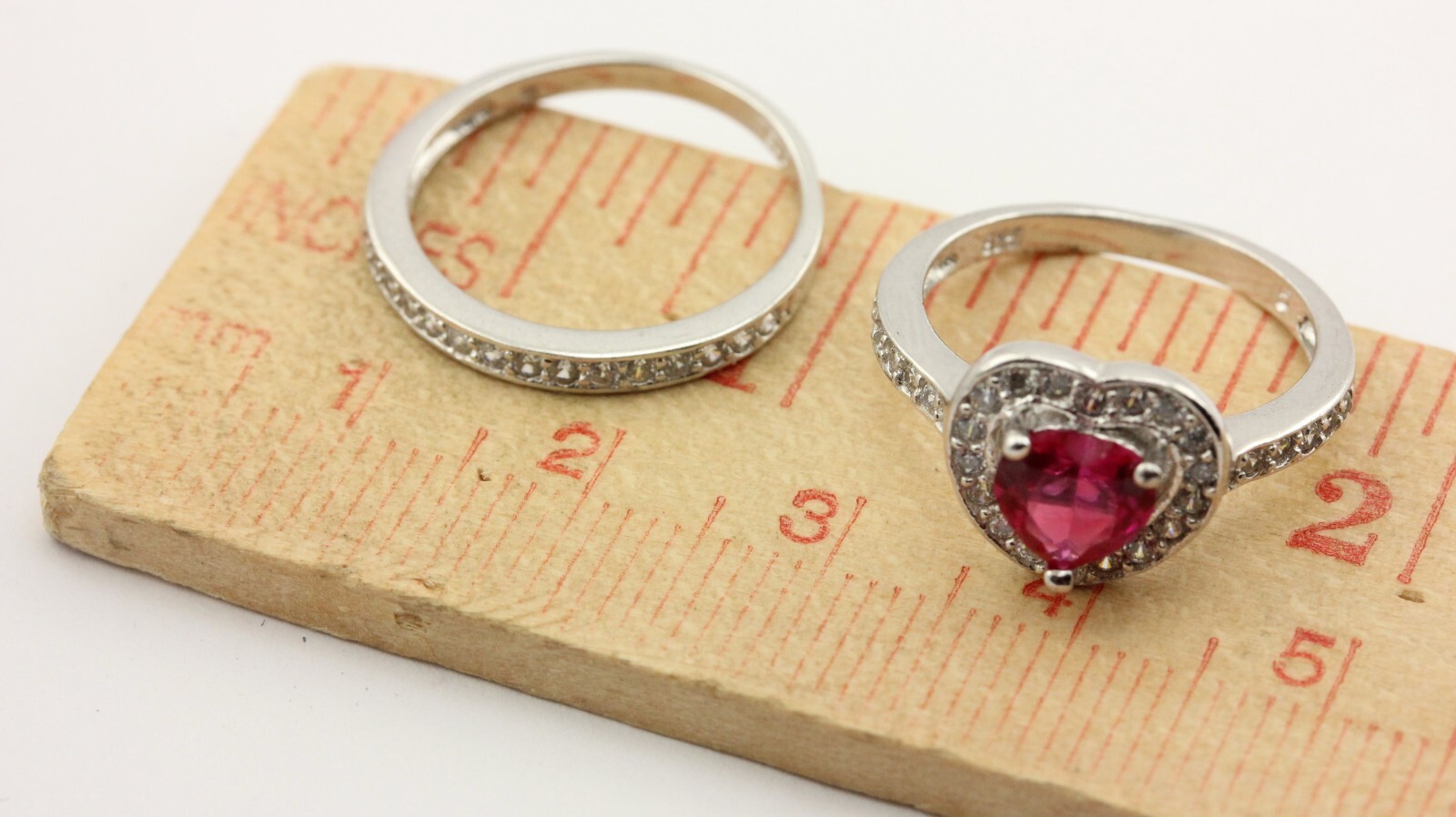 925 stacking ruby bands lab created red ruby CZ 4… - image 5