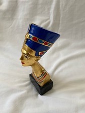 Egyptian Queen Nefertiti Bust Resin Stone Statue Blue Black Red  5.75" # 201