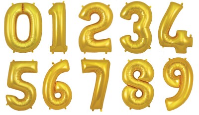 Gold 34'' Zahlenform Folienballon für Helium oder Luftfüllung Geburtstag/Feier
