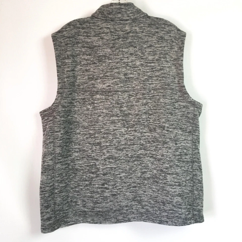 Lands End Mens XL Fleece Vest Heather Gray Full Zip Sleeveless - Image 2 of 4