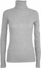 WOMENS POLO NECK TOP STRETCH LADIES LONG SLEEVE TURTLE NECK TOP JUMPER 8-26