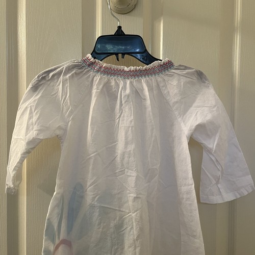 Mini Boden Floral Applique Tunic Dress Swim Cover Up Smocked Neck Girls Size 5-6 - Picture 8 of 10