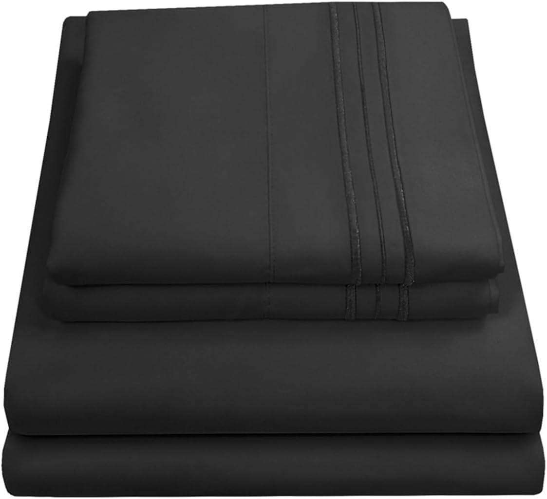 Queen Size Bed Sheets - Breathable Luxury Sheets with Full Elastic & Secure Corn