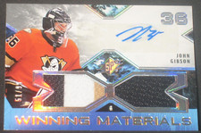 John Gibson 2021-22 Upper Deck SPx Winning Materials Autograph Patch (51/99) JG