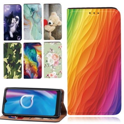 Bedruckte PU Leder Handy Ständer Folio Cover Hülle für Alcatel 1S/1V/3L 2020