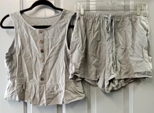 Anrabess - Womens Grey 2 Piece Short Set - Size M