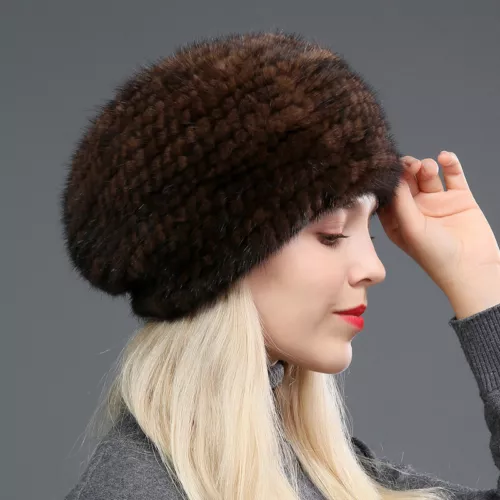 Damen Echt Nerz Pelzmütze Baskenmütze Winter Warm Beanie Mütze Kopfbedeckung Braun Wein Schwarz - Bild 27 von 33