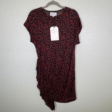 Current Elliott Dress Womens Small Linen Love Script Heart Asymmetrical Ruffle