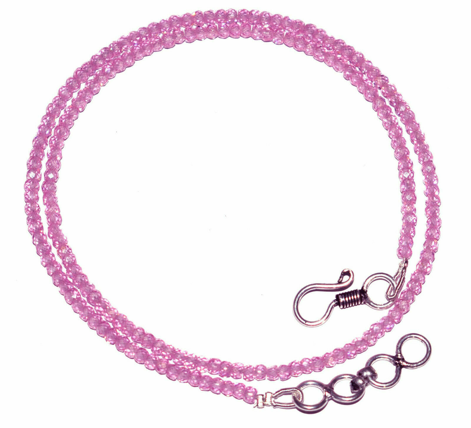 Collier Mi-long Pierre Sitara Et Perles Roses Facettées - Bijou Occasion Très Bon état