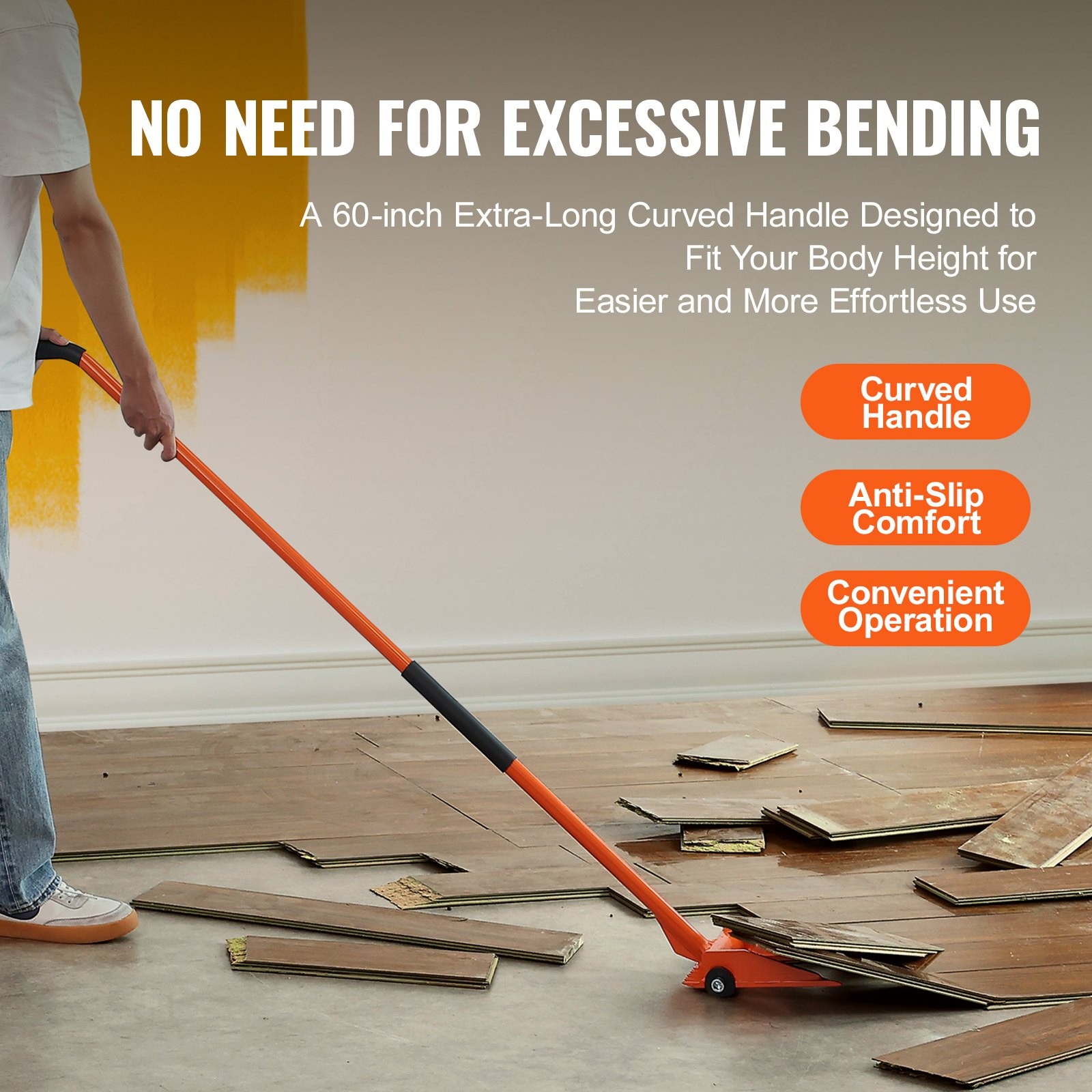 VEVOR Demolition Tool,60'' Carbon Steel Handle Wrecking Pry Bar,2000 lbs Weight