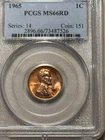 1965-P Lincoln Cent 1C PCGS MS66RD **RED** Gem Unique Natural Tone