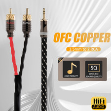 Gold Plated 3.5mm TRS Plug to Dual RCA Male HIFI OFC Copper Splitter Audio Cable