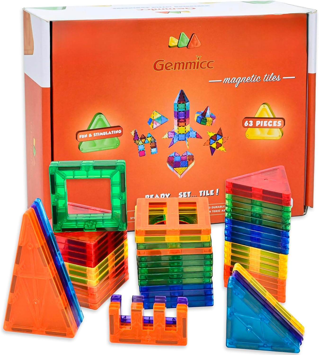 Magnetic Tiles Building Blocks, Magnet Toys for Kids, STEM Approved Educational