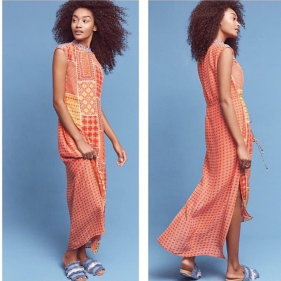 Anthropologie Tanvi Kedia  Patchwork Sol Embellished Maxi Dress Size XS