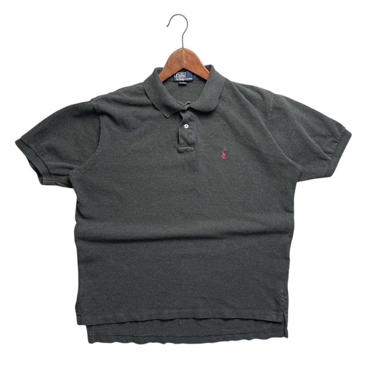 Polo Ralph Lauren grigia uomo L camicia con colletto rosso pony