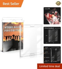 12 Pack Crystal Clear Steelbook Protectors - Case Sleeves for Blu Ray