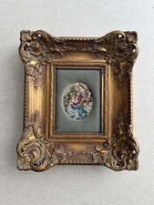 Wundersch&ouml;nes Samt Gobelin Bild gold matt Bilderrahmen dick P&auml;rchen Barock-Stil