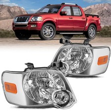 For 2006-2010 Ford Explorer Chrome Housing Amber Corner Headlights Lamps Set
