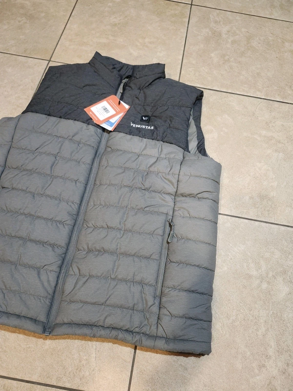 NWT Venustas Heated Puffer Vest Gray Mens Large No Battery image 3