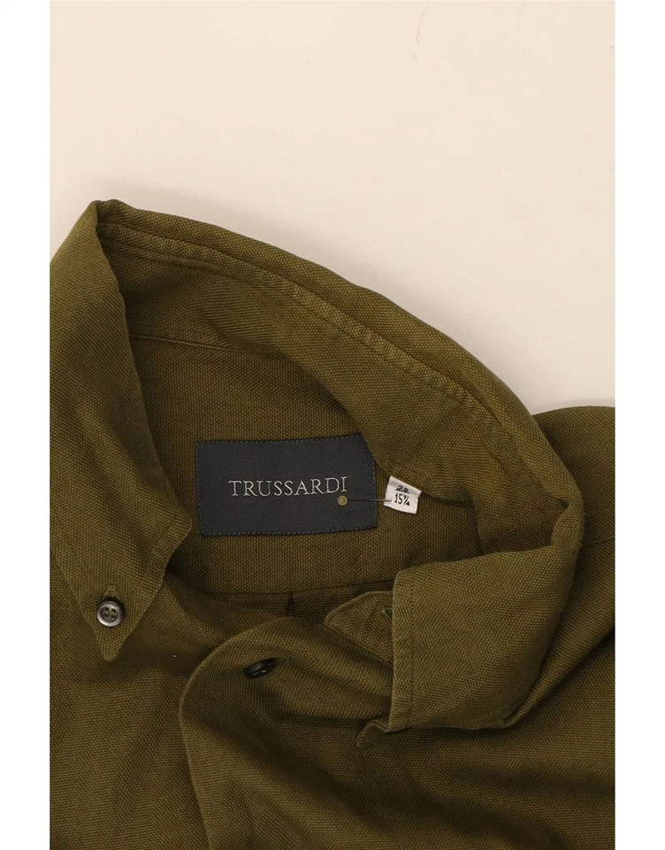 Рубашка мужская TRUSSARDI размер 39 15 3/4 средний зеленый хлопок DM88 - Изображение 3 из 3