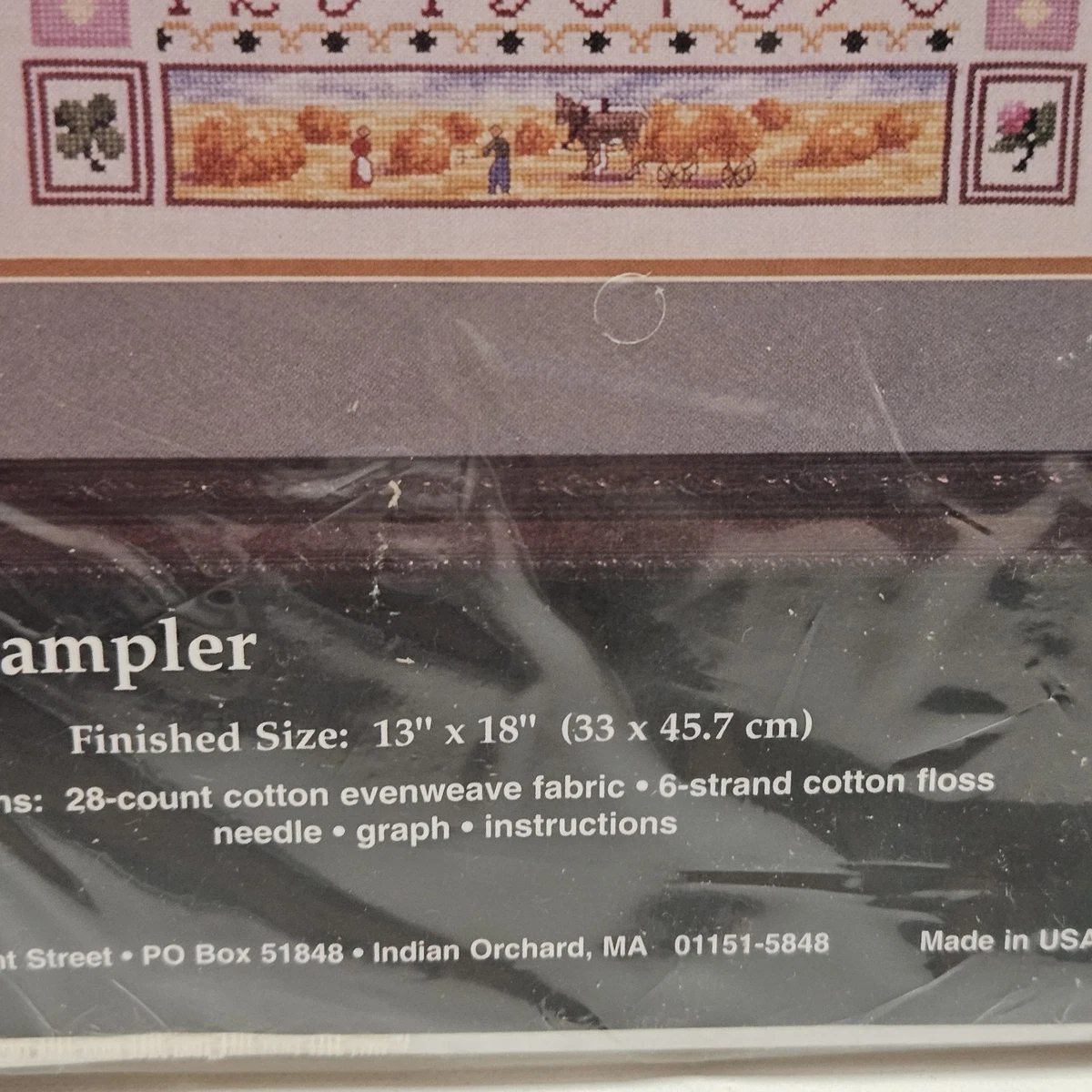 Harves Sampler Cross Stitch Kit Janlynn NEW Vtg