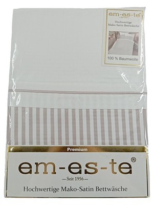 em-es-te Mako-Satin Bettwäsche Streifen Grau Weiß 155x200cm