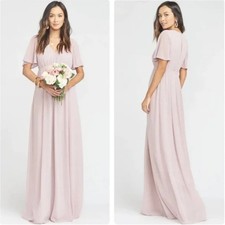 Show Me Your Mumu Dress Size 1x Emily Empire Maxi Neutral Mauve Chiffon