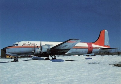 Postcard Airplane unposted Trans Fair DC-4 Longue-Pointe-de-Mingan A227
