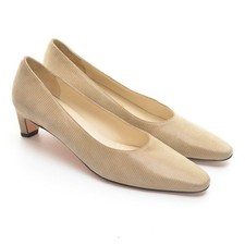 Ladies Salvatore Ferragamo Elegant Lizard Print Pump 8 AA Tan Leather Heel Shoes