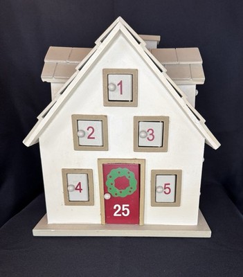 St. Nicholas Square Wooden Advent Calendar 25 Windows Christmas Decor-See Pics