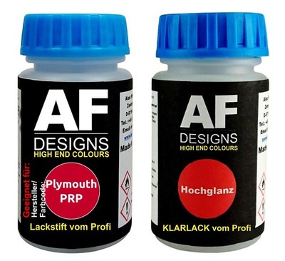 Lackstift für Plymouth PRP Red + Klarlack je 50ml Autolack Basislack SET