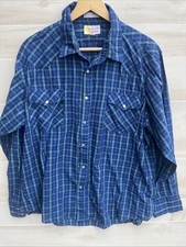 Men's Southern Classics Extra Large XL Long Sleeve Pearl Snap Blue Plaid FF 