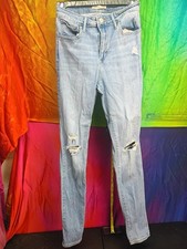 Levi's 721 High Rise Skinny Jeans Women's Size 27 x 30 Light Wash Distressed Rip