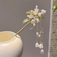 Vintage Lily Hairpin, Flower tassel Hanfu Hair Accessories, Women's Hair Clip