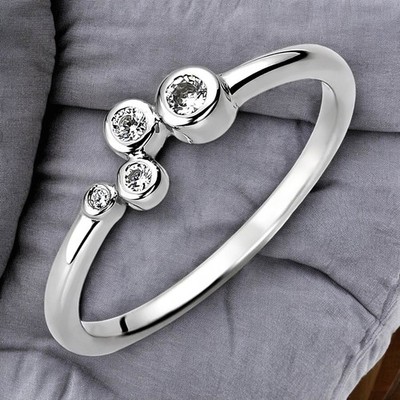Damen Ring 925 Sterling Silber 4 Zirkonia Silberring