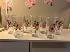 Vintage Football Player Highball Glasses Lot of 7 – Yard Line 10 20 40 50
