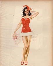 1945 Varga Girl Calendar Page for December - Original
