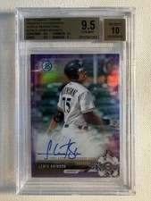 Lewis Brinson 2017 Bowman Chrome Purple REFRACTOR /250 Rookie Auto BGS 10 Brewer