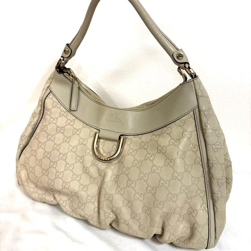 GUCCI Shima Abbey One Shoulder Bag Leather GG Logo Handbag