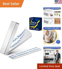 Double-Sided Adhesive Neodymium Magnets - Reliable, Silver Bar Magnets, 2 Pack