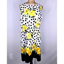ALYX White Black Polka Dot Yellow Floral Sleeveless Dress Size 16