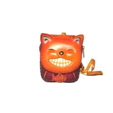 Real Leather Cat With Fish Wristlet Wallet Change Coin Purse Zip Closure Charm