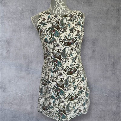 Carnaby streak Linen Paisley lined 60s  style dress in size Small A2