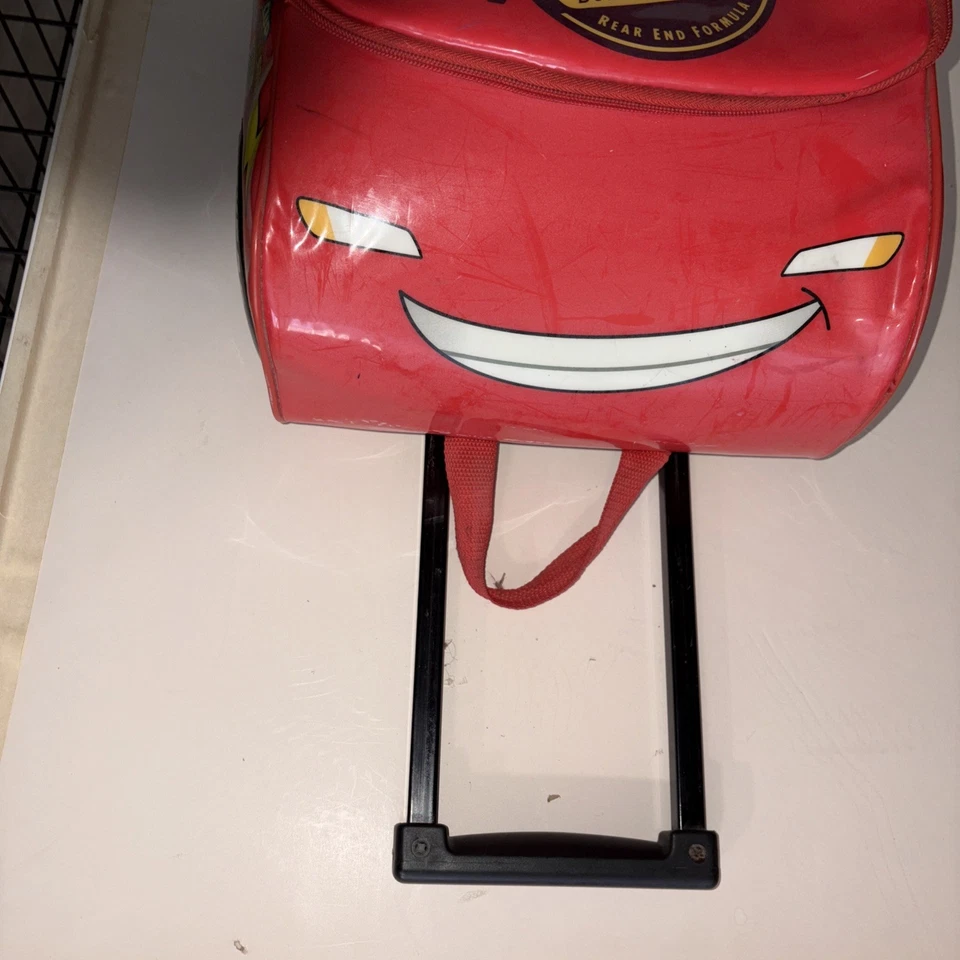 Disney Pixar Lightning McQueen Cars Kids 3D Rolling Suitcase Toy Bag + 70 Cars - Image 4 of 4