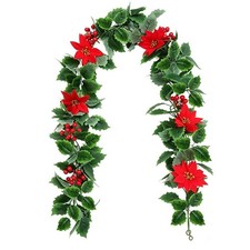 2 Pack 68.89in Christmas Garland with Poinset...