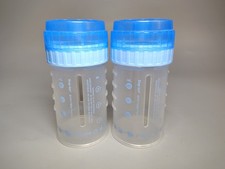 2 Vtg Playtex Drop-Ins 4 oz Baby Bottles Nurser Blue NO Nipples Train Boy  Caps