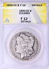 1890-CC Morgan Silver Dollar ANACS F-12 Details
