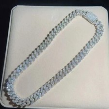 VVS1 12MM Cuban Link Chain Real Moissanite 925 Sterling Silver PASS TESTER