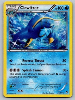Clawitzer 24/111 Holo Rare Furious Fists Pokemon Lightly Played